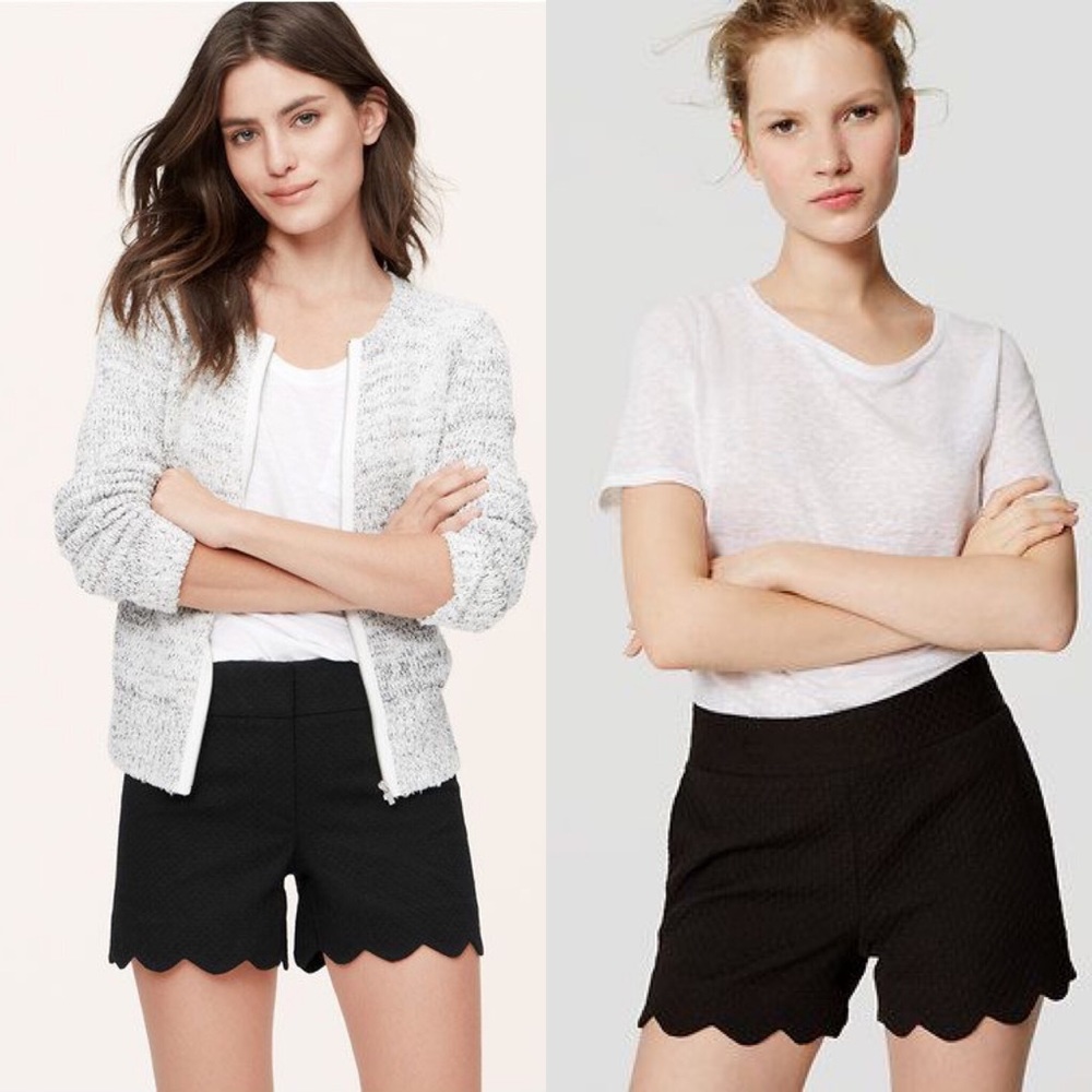 LOFT Scalloped Riviera Shorts in Black